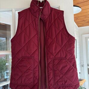 J. Crew Factory Maroon Quilted Puffer Vest